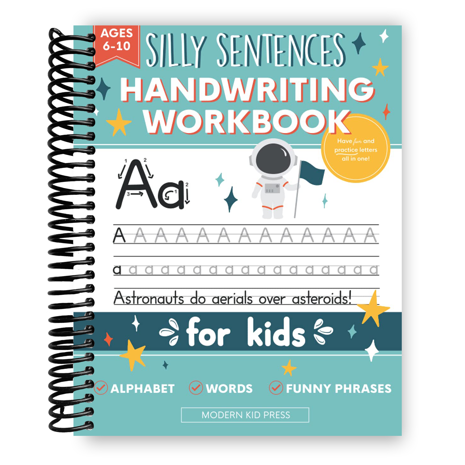Fun & Engaging Handwriting Practice Book for Kids - Silly Sentences (Spiral Bound)