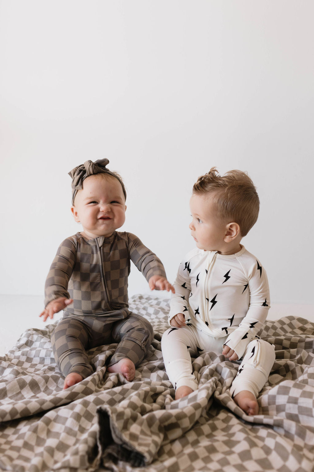 Forever French Baby's Enchanting Bamboo Zip Pajamas with Black & White Lightning Bolt