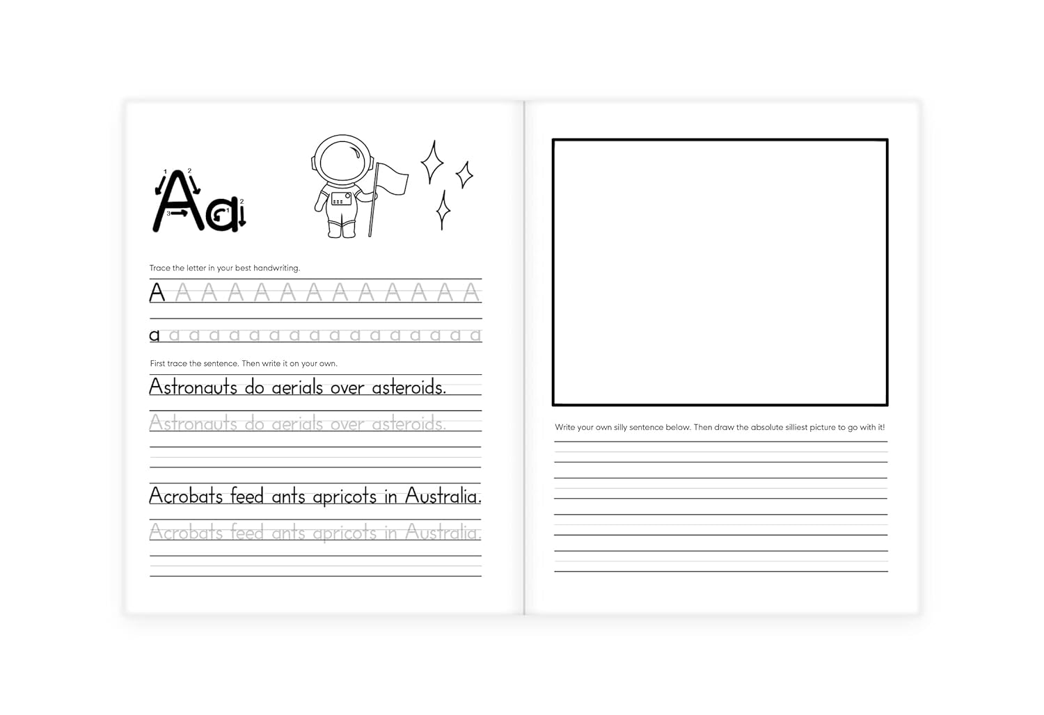 Fun & Engaging Handwriting Practice Book for Kids - Silly Sentences (Spiral Bound)