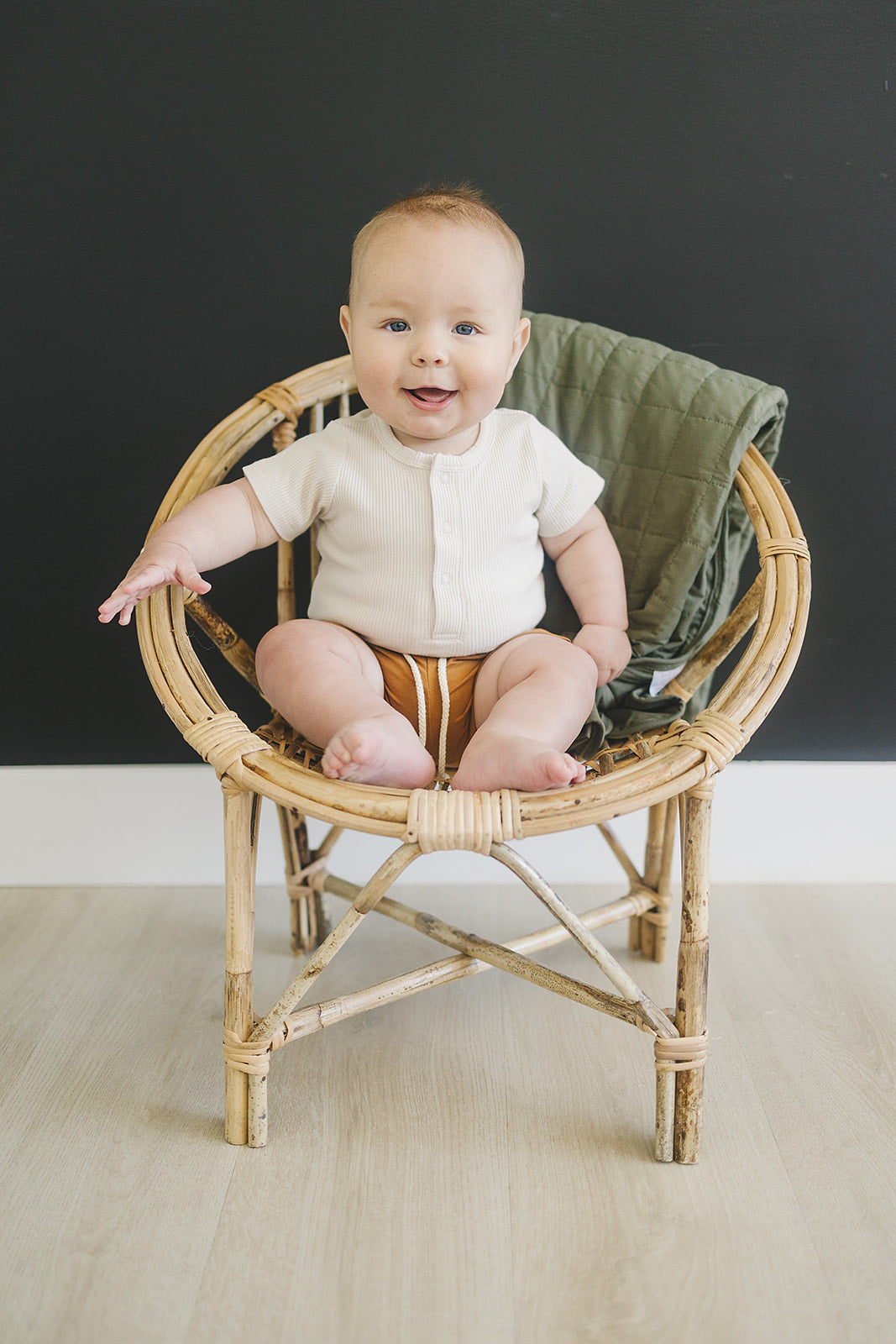 Adorable Mebie Baby Vanilla Organic Cotton Ribbed Snap Bodysuit