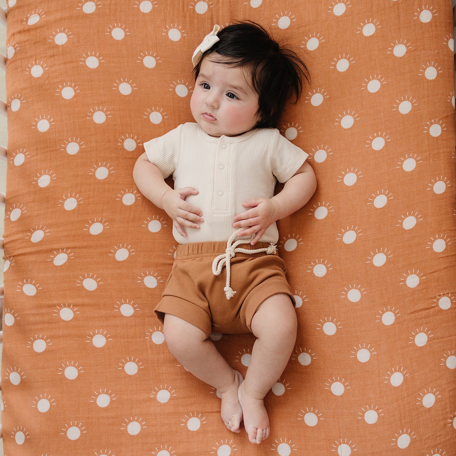 Adorable Mebie Baby Vanilla Organic Cotton Ribbed Snap Bodysuit